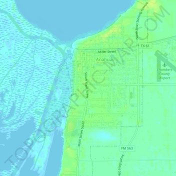 Anahuac topographic map, elevation, relief