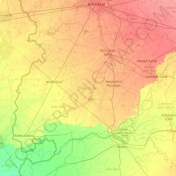Map Of Tarn Taran District Punjab Tarn Taran District Topographic Map, Elevation, Relief Map Of Tarn Taran District Punjab Tarn Taran District Topographic Map, Elevation, Relief