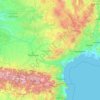 Occitanie topographic map, relief, elevation