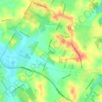 Map Of Box Hill Nsw Box Hill Topographic Map, Elevation, Relief