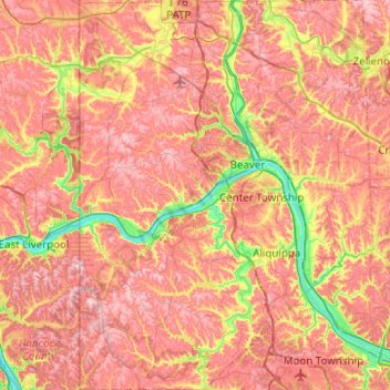 Beaver County topographic map, elevation, relief