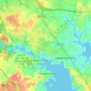 Severna Park Md Map Severna Park Topographic Map, Elevation, Relief