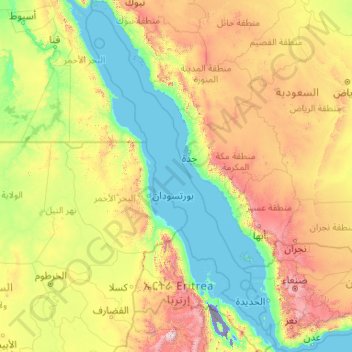 Red Sea Topographic Map Elevation Relief