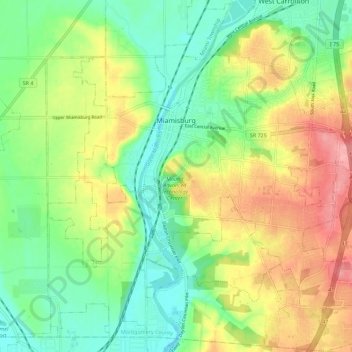 Miamisburg topographic map, elevation, relief