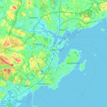 Salem Topographic Map Elevation Relief   Thumbnail 