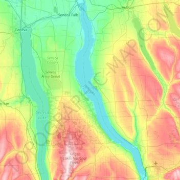 Topographic Map of Cayuga Lake