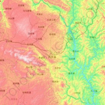 贞丰县topographic Map Elevation Relief
