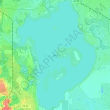 Lake Istokpoga Fishing Map Lake Istokpoga Topographic Map, Elevation, Relief