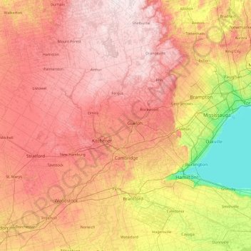 Grand River Ontario Map Grand River Topographic Map, Elevation, Relief