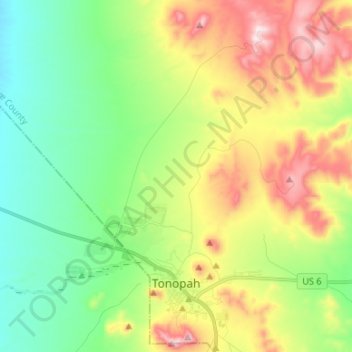 Tonopah topographic map, elevation, relief