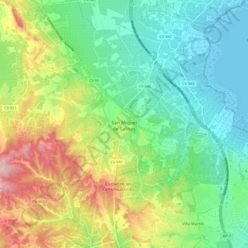 San Miguel De Salinas Map San Miguel De Salinas Topographic Map, Elevation, Relief