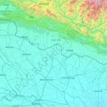 Topographic Map Of Bihar Bagmati River Topographic Map, Elevation, Relief