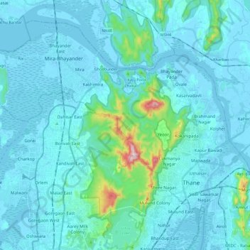 Topographic Map Of Mumbai Sgnp Topographic Map, Elevation, Relief
