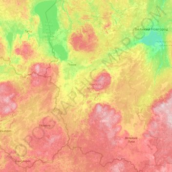 Pskov Oblast Topographic Map Elevation Relief