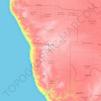 Topographic Map Of Namibia Namibia Topographic Map, Elevation, Relief