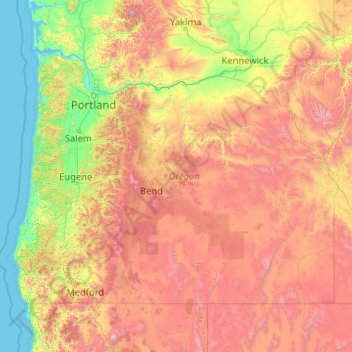 Oregon topographic map, elevation, relief