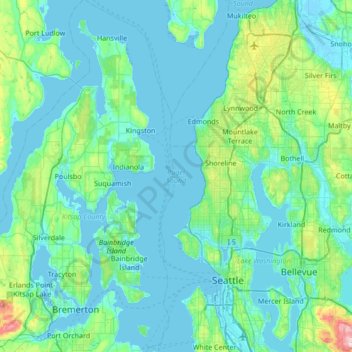 Puget Sound Topographic Map Puget Sound Topographic Map, Elevation, Relief