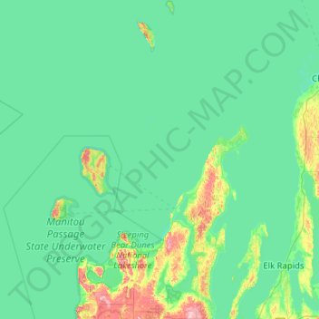 Leelanau County topographic map, elevation, relief