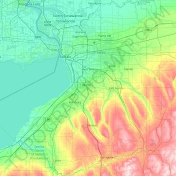 Erie County topographic map, elevation, relief