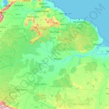 Amazon River Topographic Map Relief Map Elevations Map