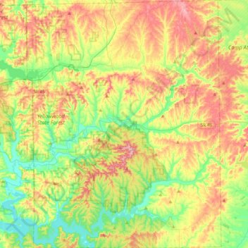 Brown County topographic map, elevation, relief