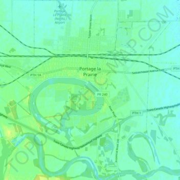 Portage La Prairie Map Portage La Prairie Topographic Map, Elevation, Relief