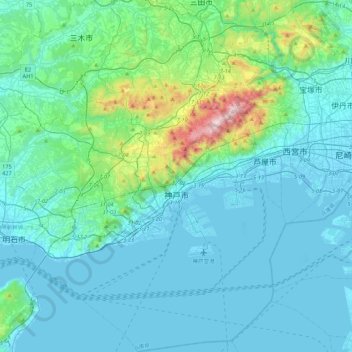 Kobe Topographic Map Elevation Relief Kobe Topographic Map Elevation Relief