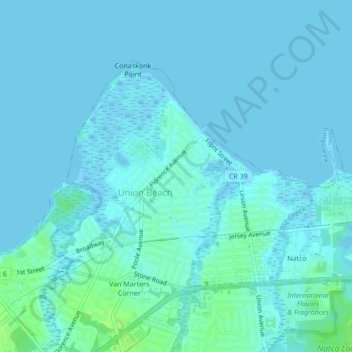 Union Beach Nj Map Union Beach Topographic Map, Elevation, Relief