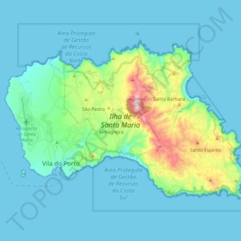 Santa Maria Azores Map Santa Maria Island Topographic Map, Elevation, Relief