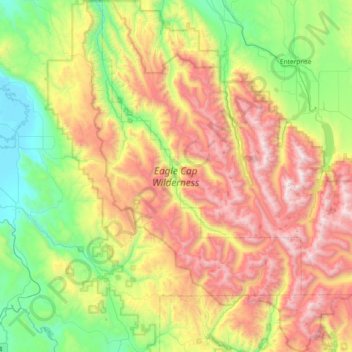 Map Of Eagle Cap Wilderness Eagle Cap Wilderness Topographic Map, Elevation, Relief