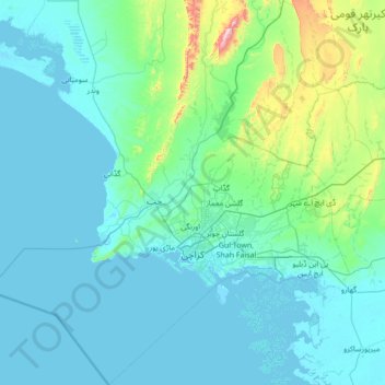 Ibrahim Hyderi Karachi Map Karachi Topographic Map, Elevation, Relief