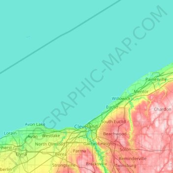Cuyahoga County topographic map, elevation, relief