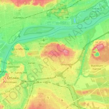Alta Vista Ottawa Map Ottawa—Vanier Topographic Map, Elevation, Relief