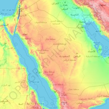 Topography Of Saudi Arabia Saudi Arabia Topographic Map, Elevation, Relief
