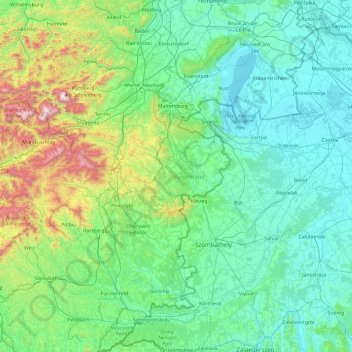 Burgenland topographic map, elevation, relief