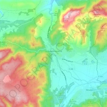 La Roquebrussanne topographic map, elevation, relief