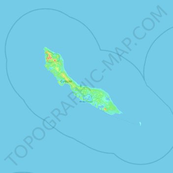 Curacao topographic map, elevation, relief