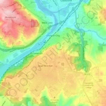 Oregon City Elevation Map Oregon City Topographic Map, Elevation, Relief