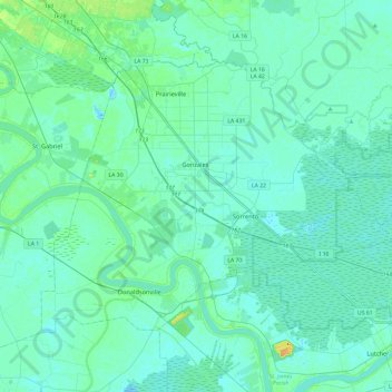 Ascension Parish topographic map, elevation, relief