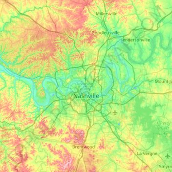 Nashville topographic map, elevation, relief