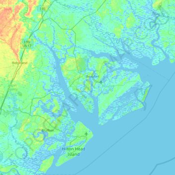 Hilton Head Island Elevation Beaufort County Topographic Map, Elevation, Relief