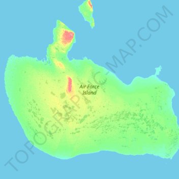 Air force Island topographic map, elevation, relief