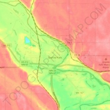 Granite Falls Mn Map Granite Falls Topographic Map, Elevation, Relief