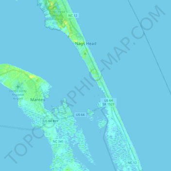 Nags Head topographic map, elevation, relief