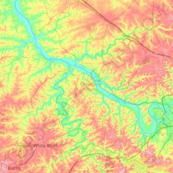 Cheatham County topographic map, elevation, relief