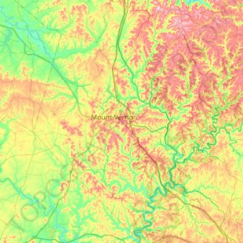 Rockcastle County topographic map, elevation, relief