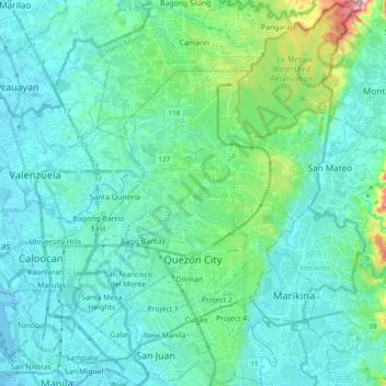Lagro Quezon City Map Quezon City Topographic Map, Elevation, Relief