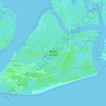Map Of Bonny Island Bonny Island Topographic Map, Elevation, Relief