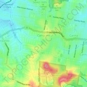 Camp Hill Brisbane Map Camp Hill Topographic Map, Elevation, Relief