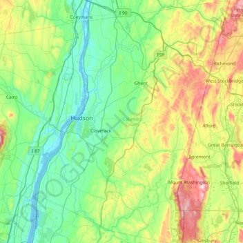 Columbia County topographic map, elevation, relief